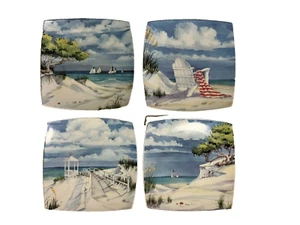 Attention Beach Bums!Theme 9 In. decorative  Plates Set Of 4  10.00 - Picture 1 of 6