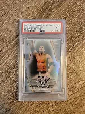 2021 Topps WWE Transcendent Collection /50 THE ROCK #DJ-12 Legends Tribute PSA 9 - Image 1 of 4