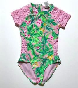 Art Class Little Girls Floral Print Short Sleeve Swimsuit size S (6/6X) - Picture 1 of 11