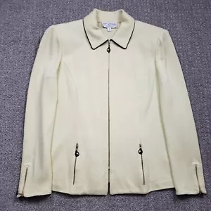 ST JOHN Collection Marie Gray Jacket Womens size 14 Yellow Made in USA Blazer - Picture 1 of 15