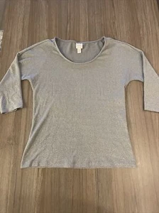 Max Mara Leisure Silver 3/4 Sleeve Max Mara Leisure Top Size Small - Picture 1 of 10