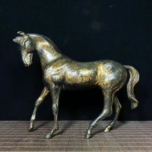 Collect pure copper Mud gold hand made 12 chinese zodiac animal horse ornaments - Picture 1 of 9
