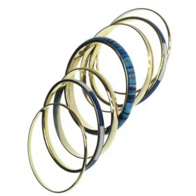 Armreif- Set in gold, weiß, türkis, petrol, 7- teilig, Ethno- Style - Bild 1 von 4