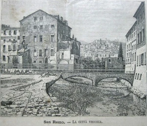 stampa antica LIGURIA SAN REMO la citta vecchia 1889 - Imagen 1 de 1
