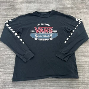 VANS Shirt Size L 12/14 Youth Off The Wall Long Sleeve Skater Old Skool Black - Picture 1 of 6