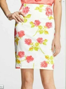 NWT $88 Ann Taylor white Pink Garden floral print Women's Pencil skirt Sz 10. 12 - Picture 1 of 2