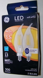 NEW 2-Pack GE LED CAC Soft White 40w/3.5w Clear Finish Dimmable 300 Lumens - Picture 1 of 3