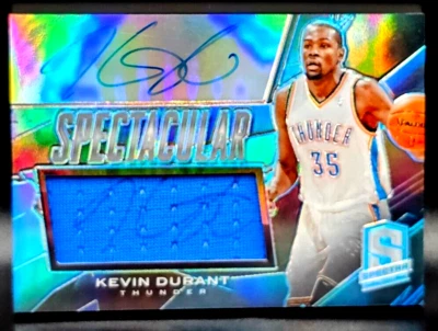 KEVIN DURANT 13-14 SPECTRA LIGHT BLUE PRIZM JERSEY PATCH DUAL 2 AUTOS 18/20 1/1 - Image 1 of 3