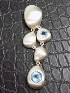 Eleganter Charm Damen Anhänger Modern 925er Silber zwei Aquamarin Edelstein - Bild 1 von 8