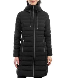 Michael Kors V6107 schwarzer gefütterter Daunenmantel mit Kapuze Damen Größe M - Bild 1 von 4