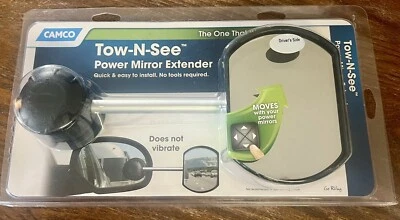 Extensor de espejo eléctrico Tow-N-See Camco 25664 lado del conductor nuevo sin abrir hecho en EE. UU. Foto 1 de 2