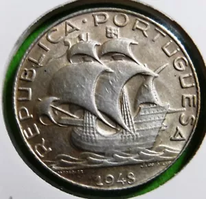 sCARCE PORTOGALLO 2,5 scudi 1948 XF+ argento - Foto 1 di 2