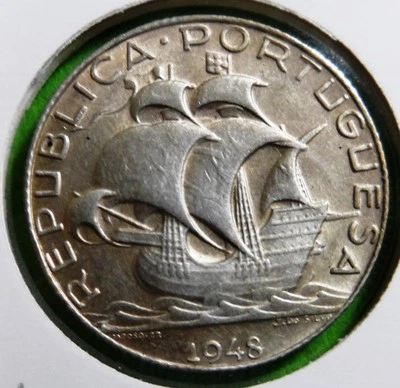 sCARCE PORTUGAL  2,5 Escudos  1948  XF+ Silver  - Image 1 of 2