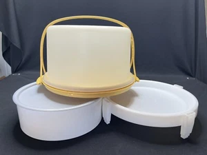Tupperware - Cake Carrier & Handle 683 & Cookie Container 3421 & Pie Rack 511 - Picture 1 of 9