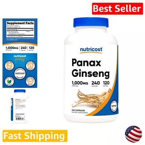 240 Capsules of Panax Ginseng - Non GMO, Gluten Free - 1000mg Per Serving - Picture 1 of 7