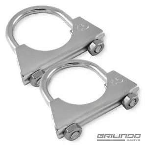2 Auspuff Schellen ø 45 mm M8 Edelstahl U Bügelschelle U Bolt Klemme Rohrschelle - Bild 1 von 2