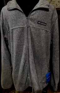 NWT Men's Columbia Gray Fleece Front Zip Jacket Pockets sz. L Cozy Warm - Picture 1 of 8