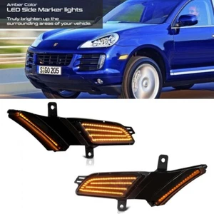 Front Amber LED Side Marker Lights For 2008-2010 Porsche Cayenne 957 Smoke Lens - Picture 1 of 6