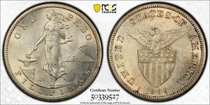1909 S U.S. Philippines Silver Peso PCGS Uncirculated Detail - Picture 1 of 5