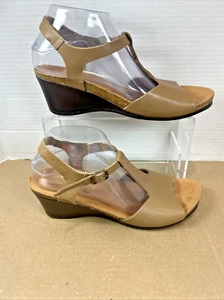 Sandalias de cuña de cuero tostado PEDRO INIESTA Zapatos España Talla 10M Mujer Sandalia - Imagen 1 de 7