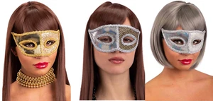 Ladies Masquerade Mask Halloween Ball Holographic 90s Rave Venetian Fancy Dress - Picture 1 of 4