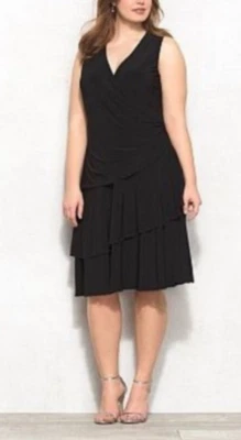 Платье Carmen Marc Valvo черное 18 Вт 18 Вт эластичное моющееся карьерное церковное мероприятие - Изображение 1 из 4