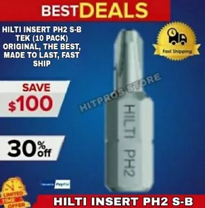 HILTI INSERT PH2 S-B TEK (10 Pcs) ORIGINAL, THE BEST, MADE TO LAST, FAST SHIP - Picture 1 of 1