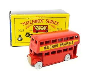 Matchbox Originals No 5 London Bus red China Base Regular Wheel Replica