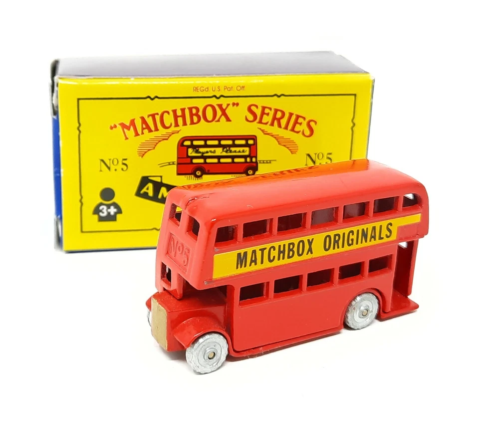 Matchbox Originals No 5 London Bus rot China Base Regular Wheel Replica - Bild 1 von 1