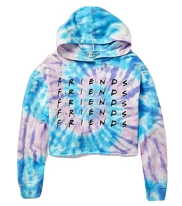Justice Girls Hoodie Sweatshirt Pink 7/8 Pullover Tie Dye Friends Graphic - Picture 1 of 11