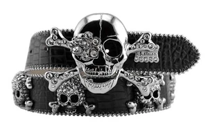 BB Simon The Murder Max Skull Belt Clear Ice Crystal Black Rap Hip Hop Size 32 - Picture 1 of 6