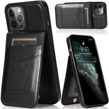 For iPhone 14 PRO Case PU Leather Cover with Card Flap Stand and Magnetic Button