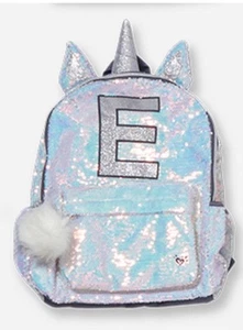 Neu Justice Shimmer Einhorn Anfangsbuchstabe E Schulrucksack Pailletten Hologramm - Bild 1 von 3