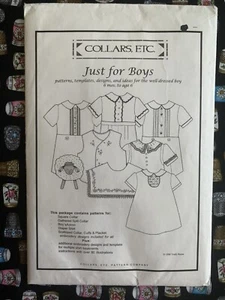 Collars Etc “just For Boys” Size 6 Months To 6 Years. Pattern UC/FF - Picture 1 of 2