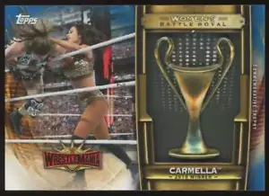 Carmella /50 #WCWR-CM 2020 Topps WWE WrestleMania Battle Royal Trophy Blue SP - Foto 1 di 3