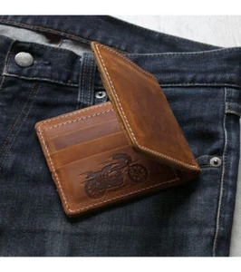 Biker Geldbörse Herren Echtleder Schädel Motorrad Fahrer Handarbeit Hipster Kette - Bild 1 von 12