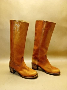 Vintage FRYE Boots 9B Maple Brown Leather USA Handmade Womens Western - Afbeelding 1 van 24
