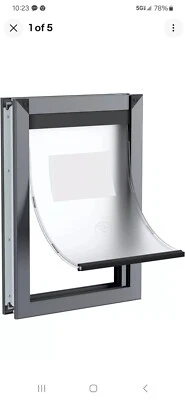 RESCUMASCER Medium Pet Door- Up To 100lbs- Smoky Gray- Magnetic Flap- NIB Foto 1 de 4