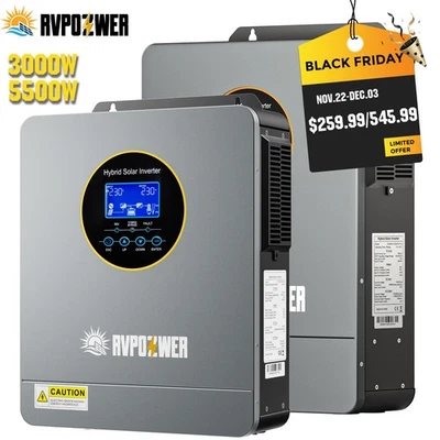 3KW 5.5KW Solar Hybrid Inverter Split Phase Off-Grid Pure Sine24V/48V 120V/240V - Image 1 of 4
