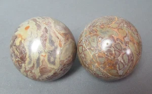 2 Vintage Natural Spheres Orbs - Jasper Ocean Agate - Polished -  j5 rb/vh - Picture 1 of 4