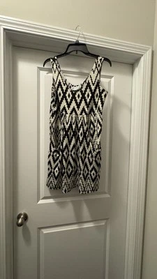 Vestido para mujer J Valdi bolsillo profundo traje de baño cubre negro blanco estampado grande Foto 1 de 4