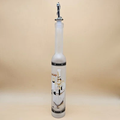 Декоративная матовая стеклянная бутылка с носиком из нержавеющей стали и цепной пробкой - Изображение 1 из 4