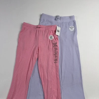 Lote de 2 Pantalones Jogger Hurley Big Girls Tejido Súper Suave Rosa y Púrpura Grandes Nuevos con Etiquetas Foto 1 de 4