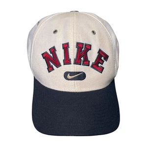 Vintage Nike Hat 90's Embroidered Snapback Spell Out White Red Center Check - Picture 1 of 7