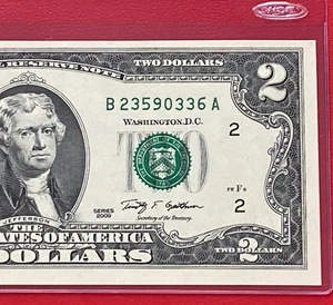 2009 $2 TWO DOLLAR BILL ( New York B ) UNCIRCULATED - Picture 1 of 3