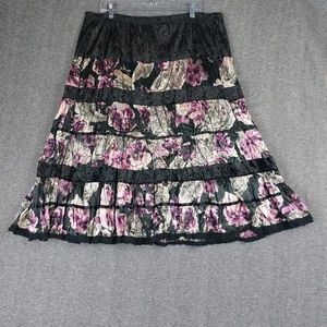 DRESSBARN DAMEN Y2K SCHWARZ SAMT BLUMENDRUCK STUFEN WHIMSIGOTH PULL-ON ROCK 16 - Bild 1 von 6