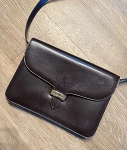 Vintage YSL Yves Saint Laurent Handtasche braun Leder ineinandergreifend - Bild 1 von 10
