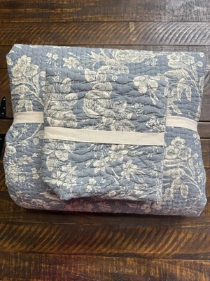 Edredón reversible Pottery Barn Adele King/Cal King y 1 euro azul falso ¡NUEVO! Foto 1 de 4