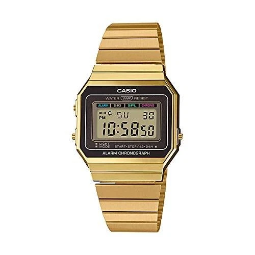 Casio A700wg-9a Digital Unisex Watch Retro Gold Stainless Steel LED A700