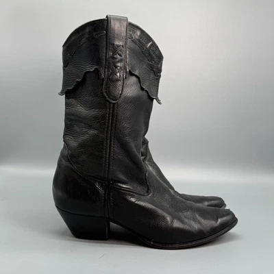 Laredo Women's 8 Black Leather Cowboy Boots Mid-Calf Pull On Pointed Toe Western - Image 1 of 4